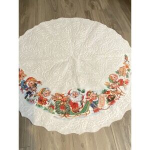 Rennoc Joyce Garofalo Felt Christmas Tree Skirt 35” Santa’s Toy Factory Vintage